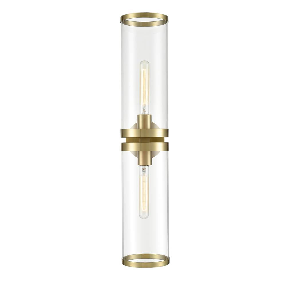 Alora Lighting Revolve Ii Revolve Ii Clear Glass/natural Brass 2 Lights Wall/vanity
