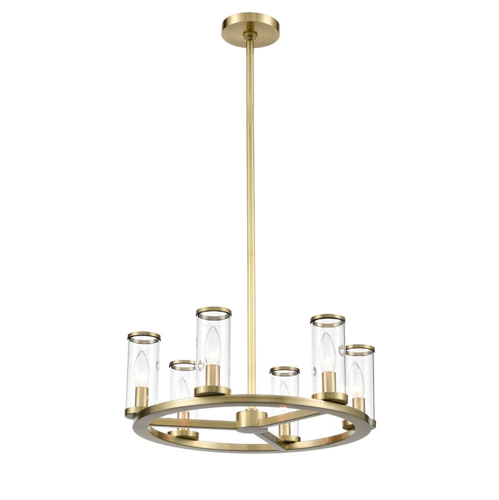 Alora Lighting Revolve Clear Glass/natural Brass 6 Lights Chandeliers