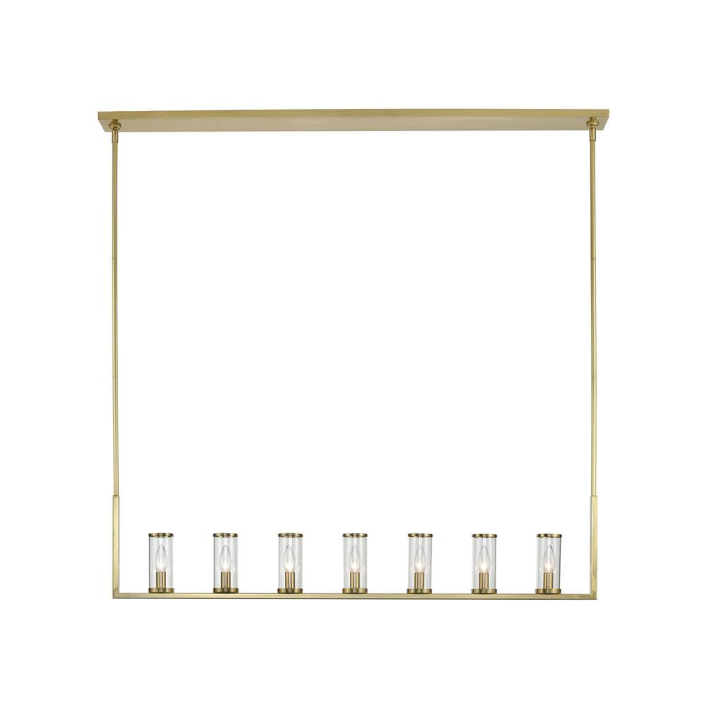Alora Lighting Revolve Clear Glass/natural Brass 7 Lights Linear Pendant