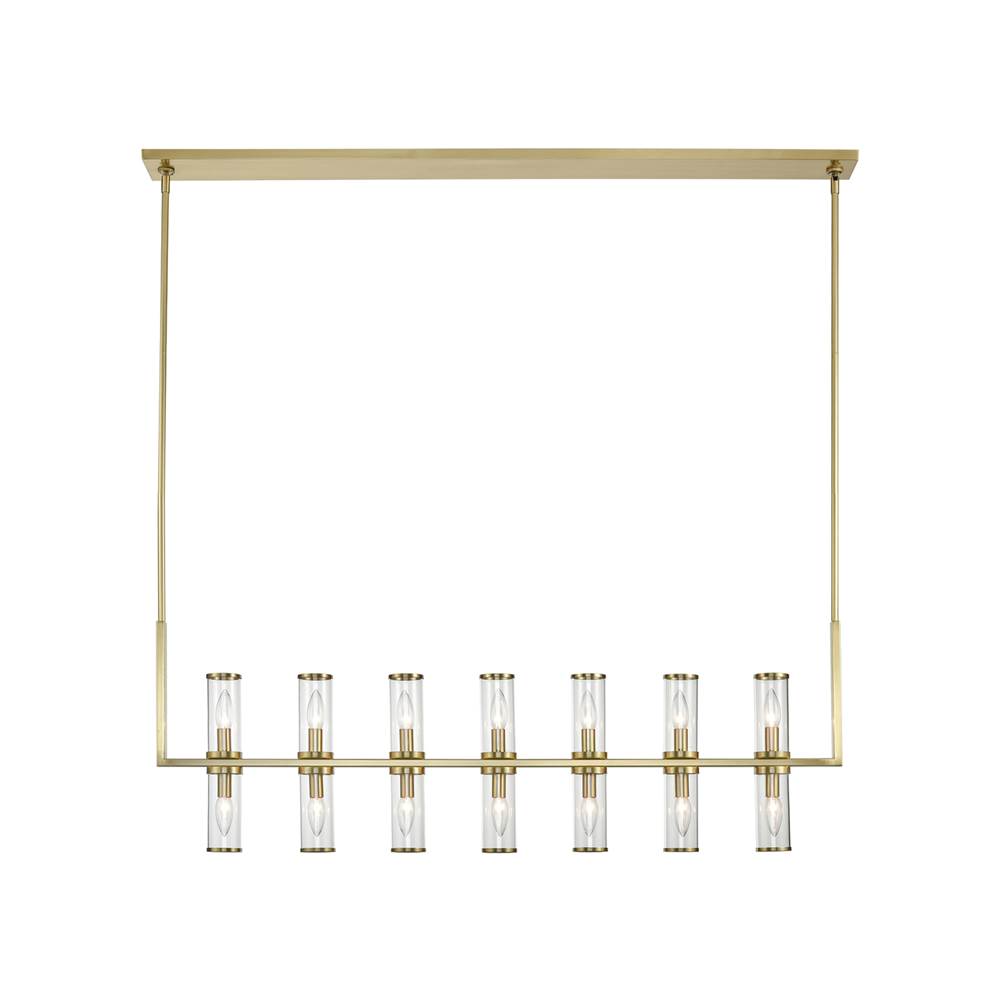 Alora Lighting Revolve Clear Glass/natural Brass 14 Lights Linear Pendant
