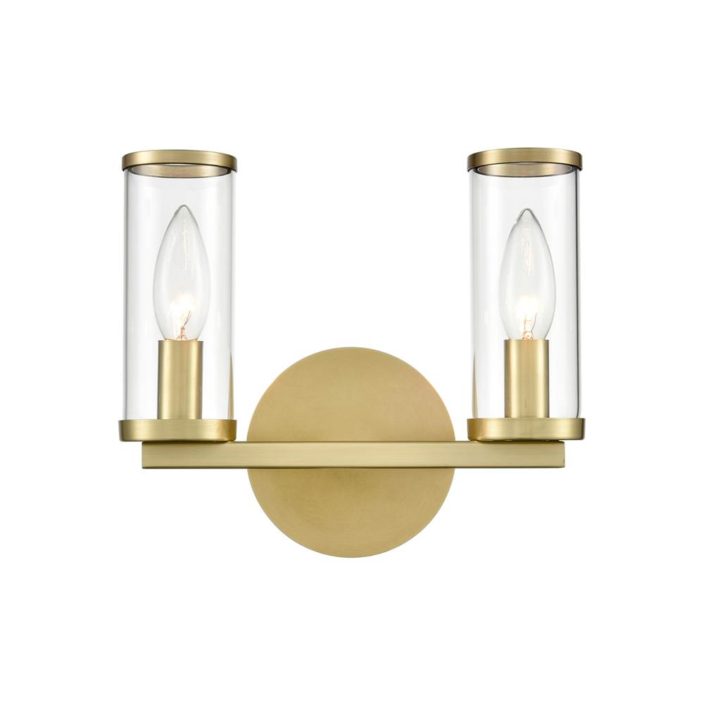 Alora Lighting Revolve Clear Glass/natural Brass 2 Lights Wall/vanity