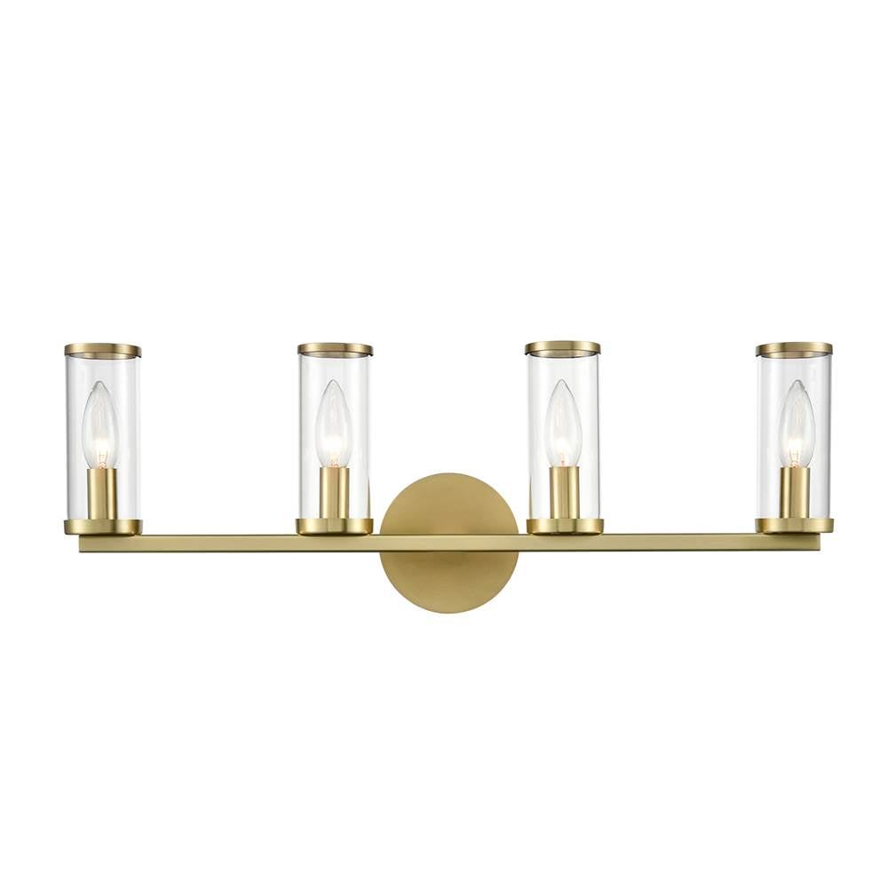 Alora Lighting Revolve Clear Glass/natural Brass 4 Lights Wall/vanity