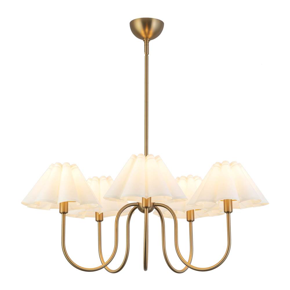 Alora Lighting Rosemary 31-in Brushed Gold/folded White Socket Chandelier