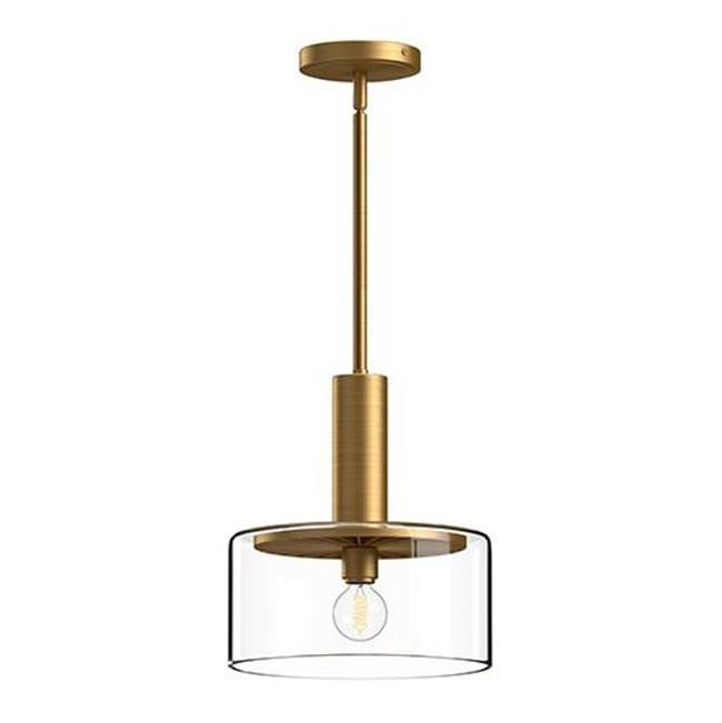 Alora Lighting Royale 10-in Aged Gold/clear Glass 1 Light Pendant
