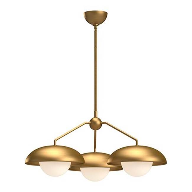 Alora Lighting Rubio 28-in Aged Gold/opal Matte Glass 3 Lights Chandeliers