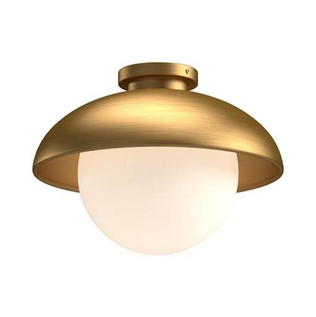 Alora Lighting Rubio 12-in Aged Gold/opal Matte Glass 1 Light Flush Mount