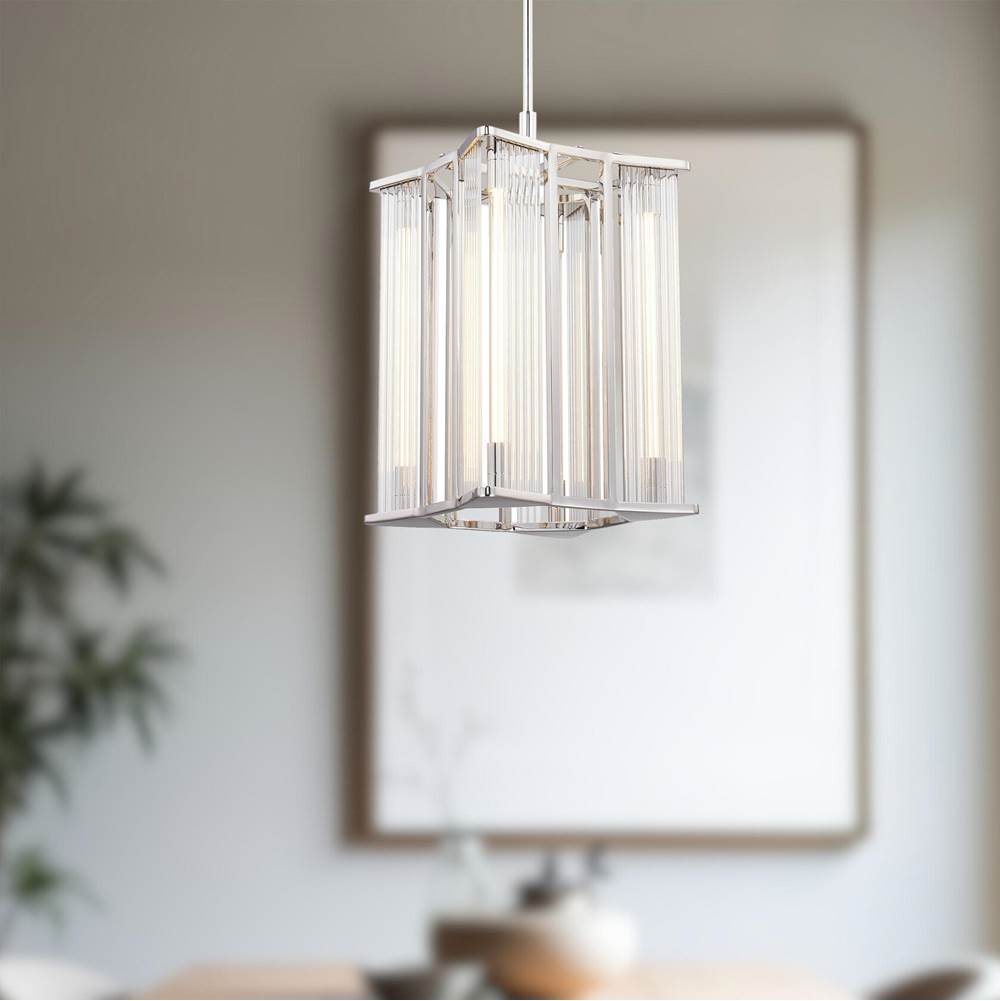 Alora Lighting Sabre 11-in Polished Nickel/ribbed Glass Led Pendant