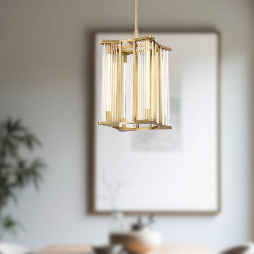 Alora Lighting PD339415VBCR-UNV Ribbed Glass,Vintage Brass Sabre 11-in Ribbed Glass/vintage Brass Led Pendant Image 2