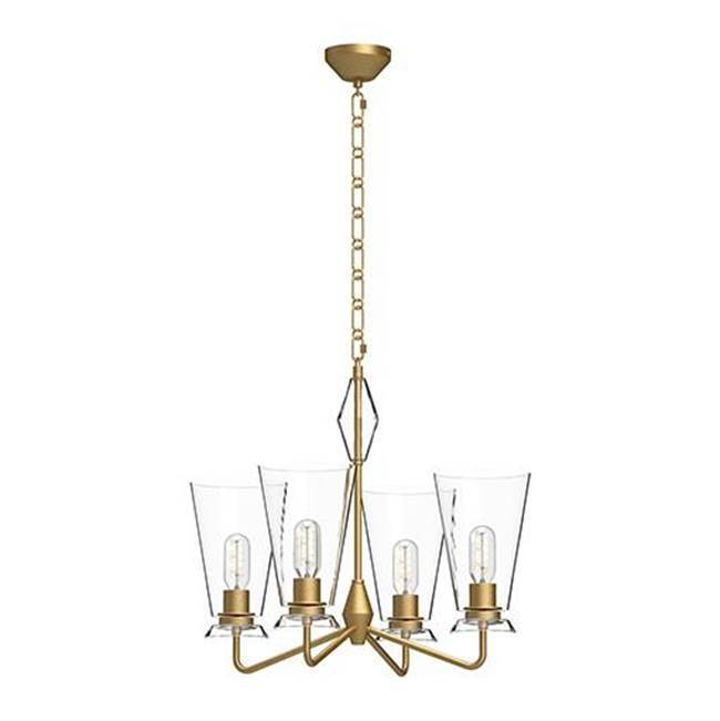 Alora Lighting Salem 23-in Brushed Gold/clear Glass 4 Lights Chandeliers