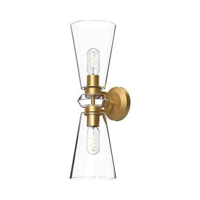 Alora Lighting Salem 6-in Brushed Gold/clear Glass 2 Lights Wall/vanity