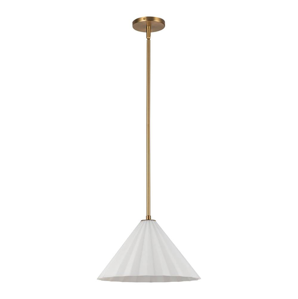 Alora Lighting Serena 14-in Aged Brass/opal Glass 1 Light Pendant