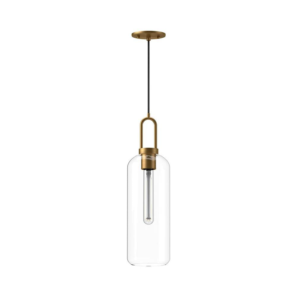 Alora Lighting Soji 6-in Aged Gold/clear Glass 1 Light Pendant