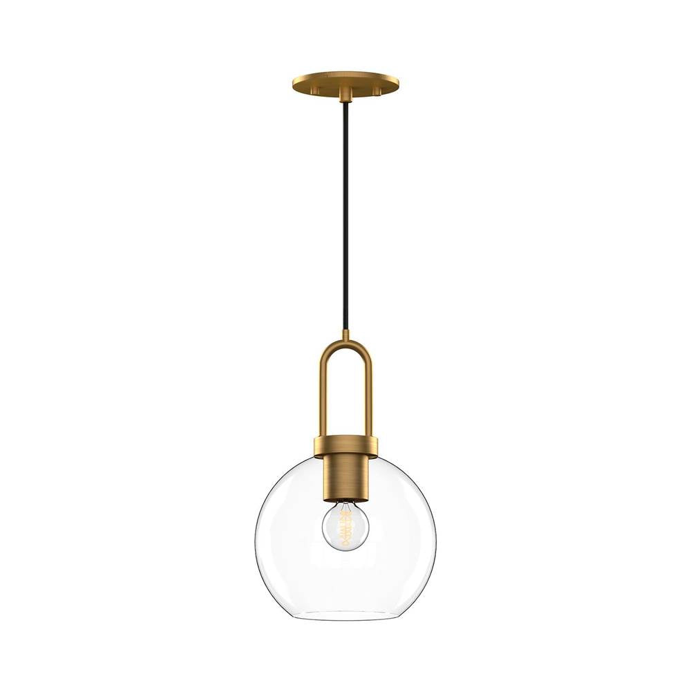 Alora Lighting Soji 8-in Aged Gold/clear Glass 1 Light Pendant