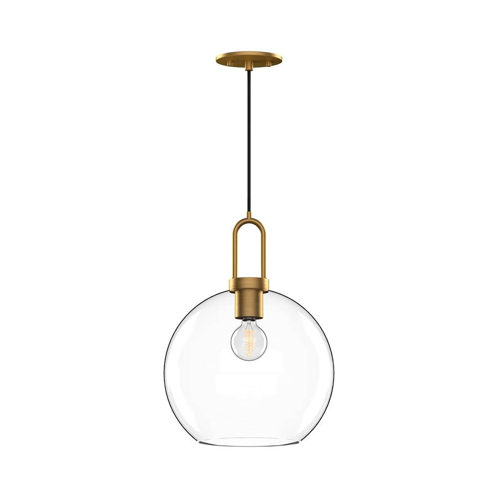 Alora Lighting Soji 10-in Aged Gold/clear Glass 1 Light Pendant