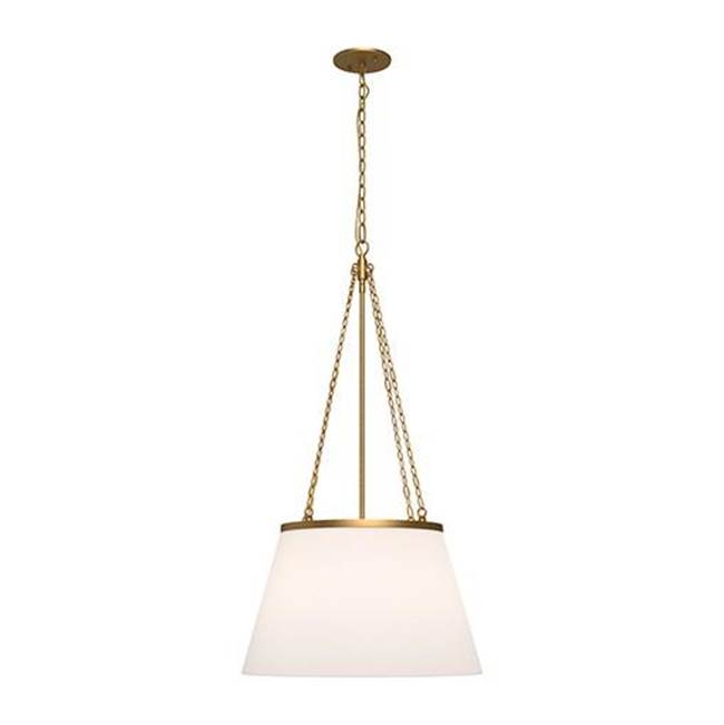 Alora Lighting Speakeasy 18-in Aged Gold/white Linen 1 Light Pendant