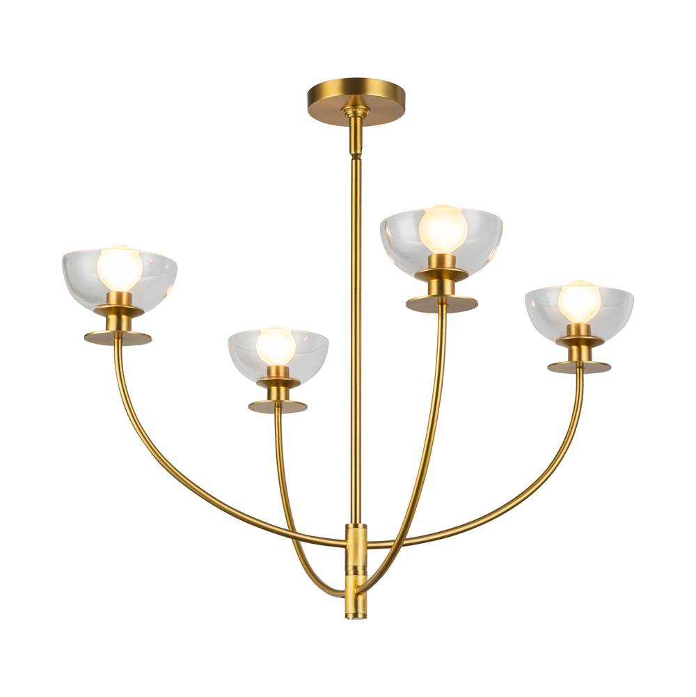 Alora Lighting CH515226BGCL Brushed Gold,Clear Glass Sylvia 26-in Brushed Gold/clear Glass 4 Lights Chandelier Image 4