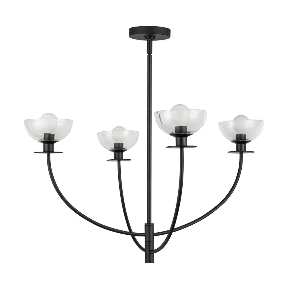 Alora Lighting Sylvia 26-in Brushed Gold/clear Glass 4 Lights Chandelier
