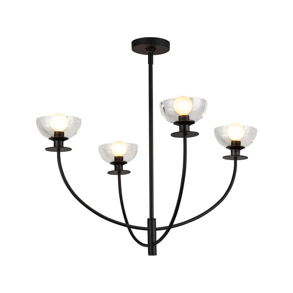 Alora Lighting CH515226MBCL Matte Black,Clear Glass Sylvia 26-in Matte Black/clear Glass 4 Lights Chandelier Image 4
