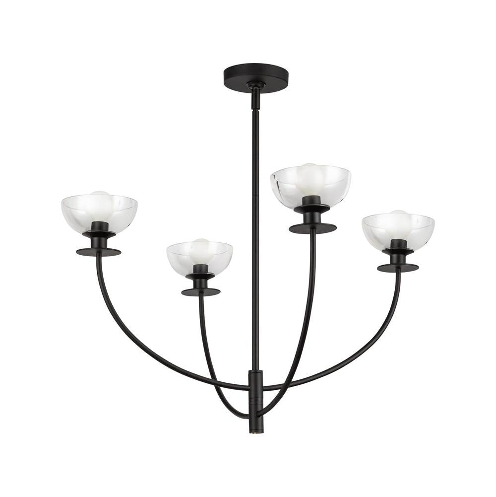 Alora Lighting CH515226MBCL Matte Black,Clear Glass Sylvia 26-in Matte Black/clear Glass 4 Lights Chandelier Image 3