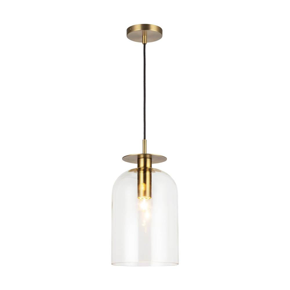 Alora Lighting PD515408BGCL Brushed Gold,Clear Glass Sylvia 8-in Brushed Gold/clear Glass 1 Light Pendant Image 1