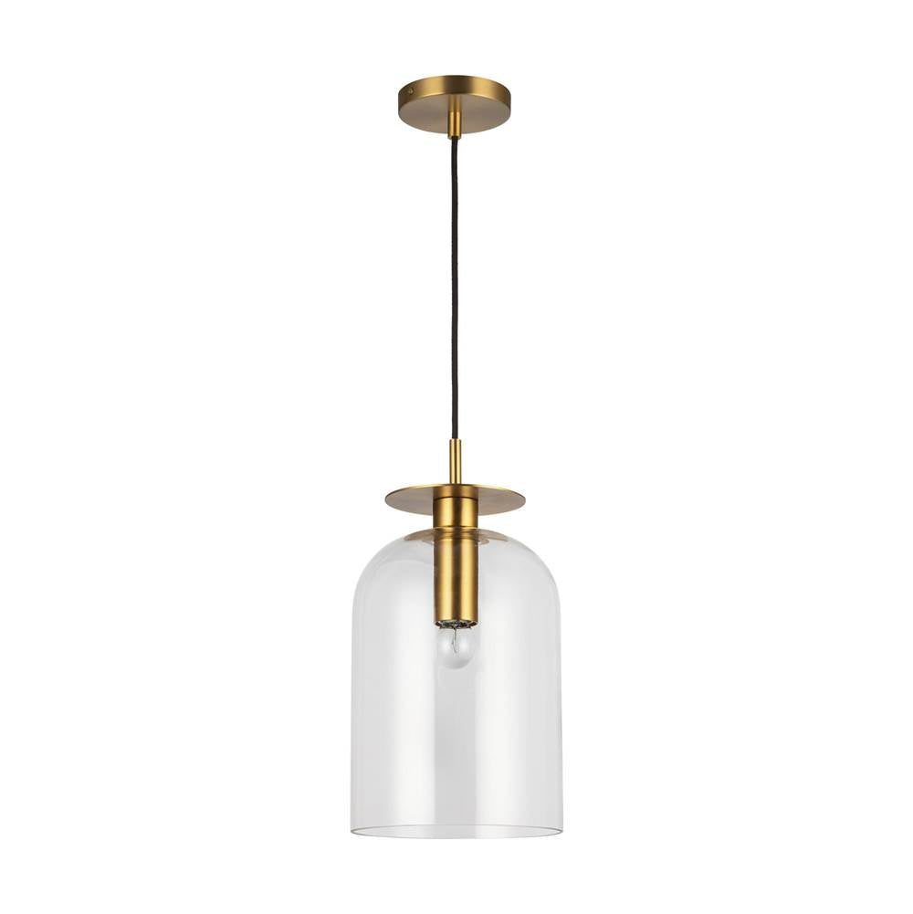 Alora Lighting Sylvia 8-in Brushed Gold/clear Glass 1 Light Pendant