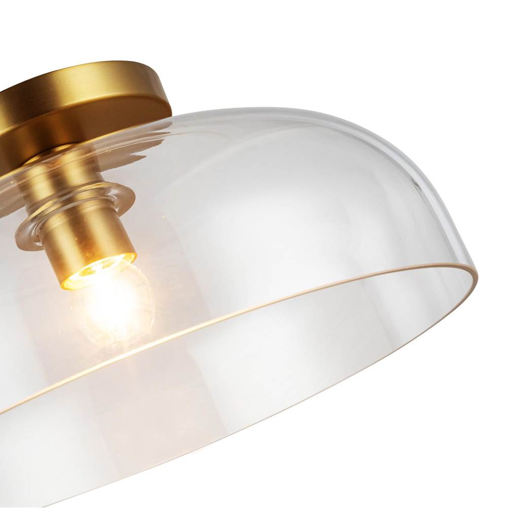 Alora Lighting SF515712BGCL Brushed Gold,Clear Glass Sylvia 12-in Brushed Gold/clear Glass 1 Light Semi-flush Image 2