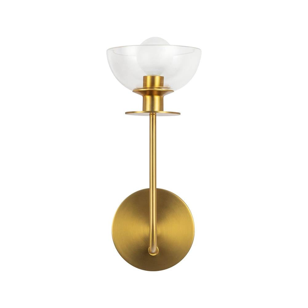 Alora Lighting Sylvia 5-in Brushed Gold/clear Glass 1 Light Wall Vanity