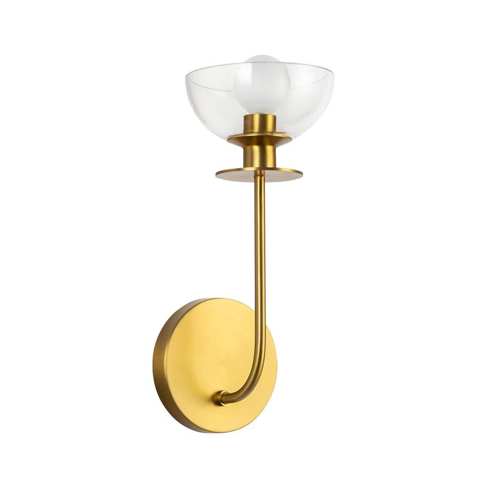 Alora Lighting WV515205BGCL Brushed Gold,Clear Glass Sylvia 5-in Brushed Gold/clear Glass 1 Light Wall Vanity Image 3