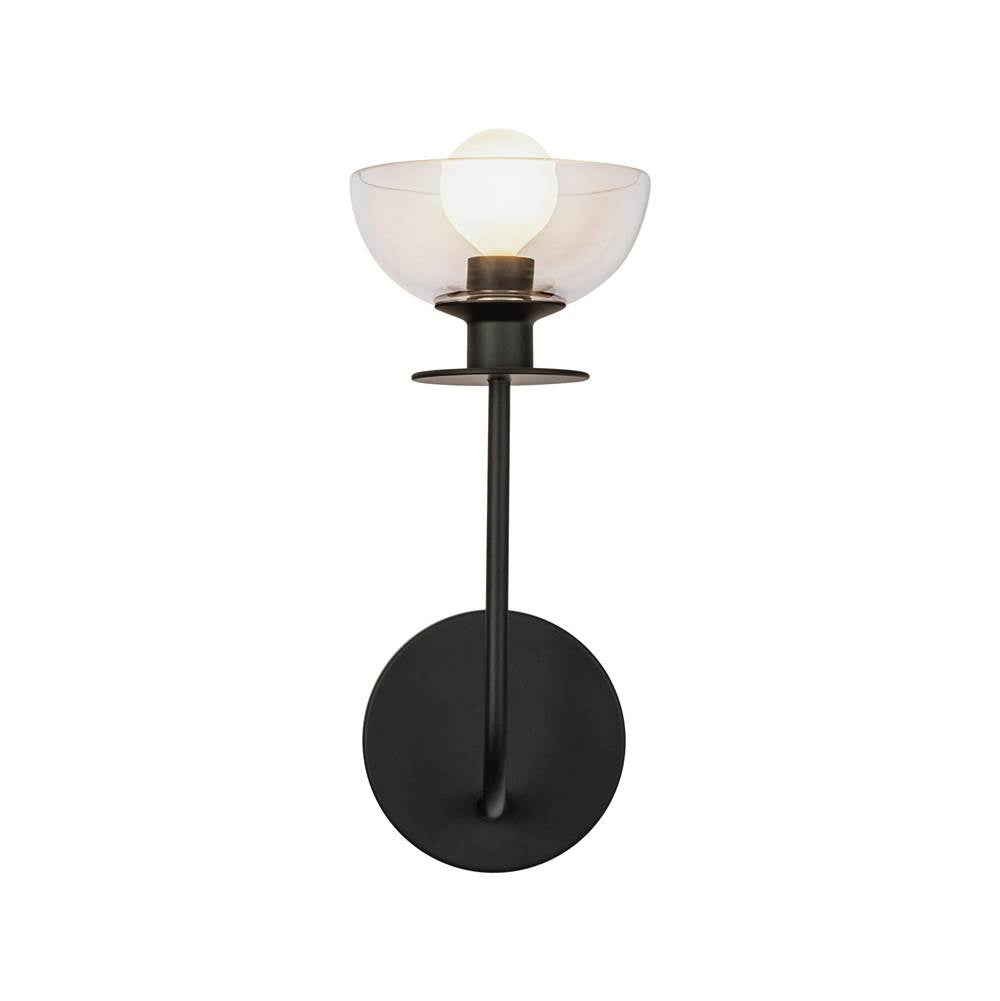 Alora Lighting WV515205MBCL Matte Black,Clear Glass Sylvia 5-in Matte Black/clear Glass 1 Light Wall Vanity Image 1