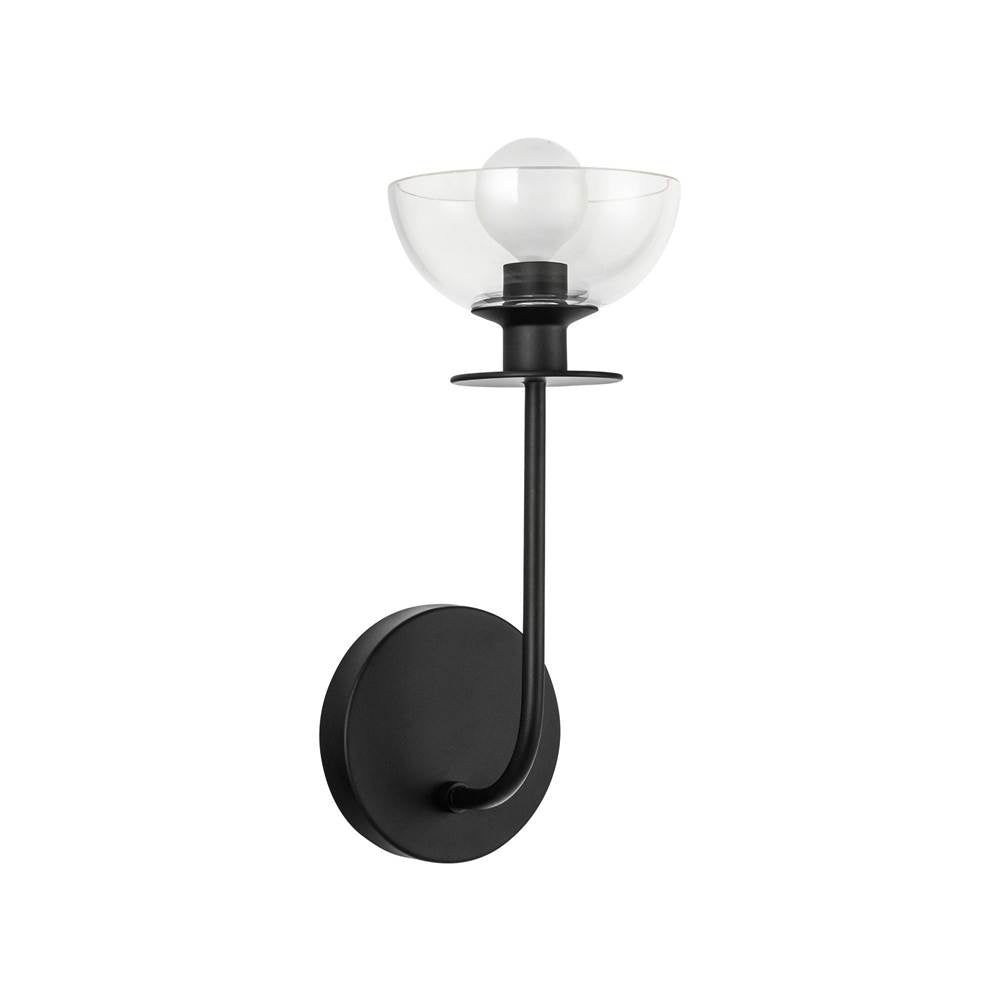 Alora Lighting WV515205MBCL Matte Black,Clear Glass Sylvia 5-in Matte Black/clear Glass 1 Light Wall Vanity Image 4