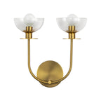 Alora Lighting Sylvia 12-in Brushed Gold/clear Glass 2 Lights Wall Vanity