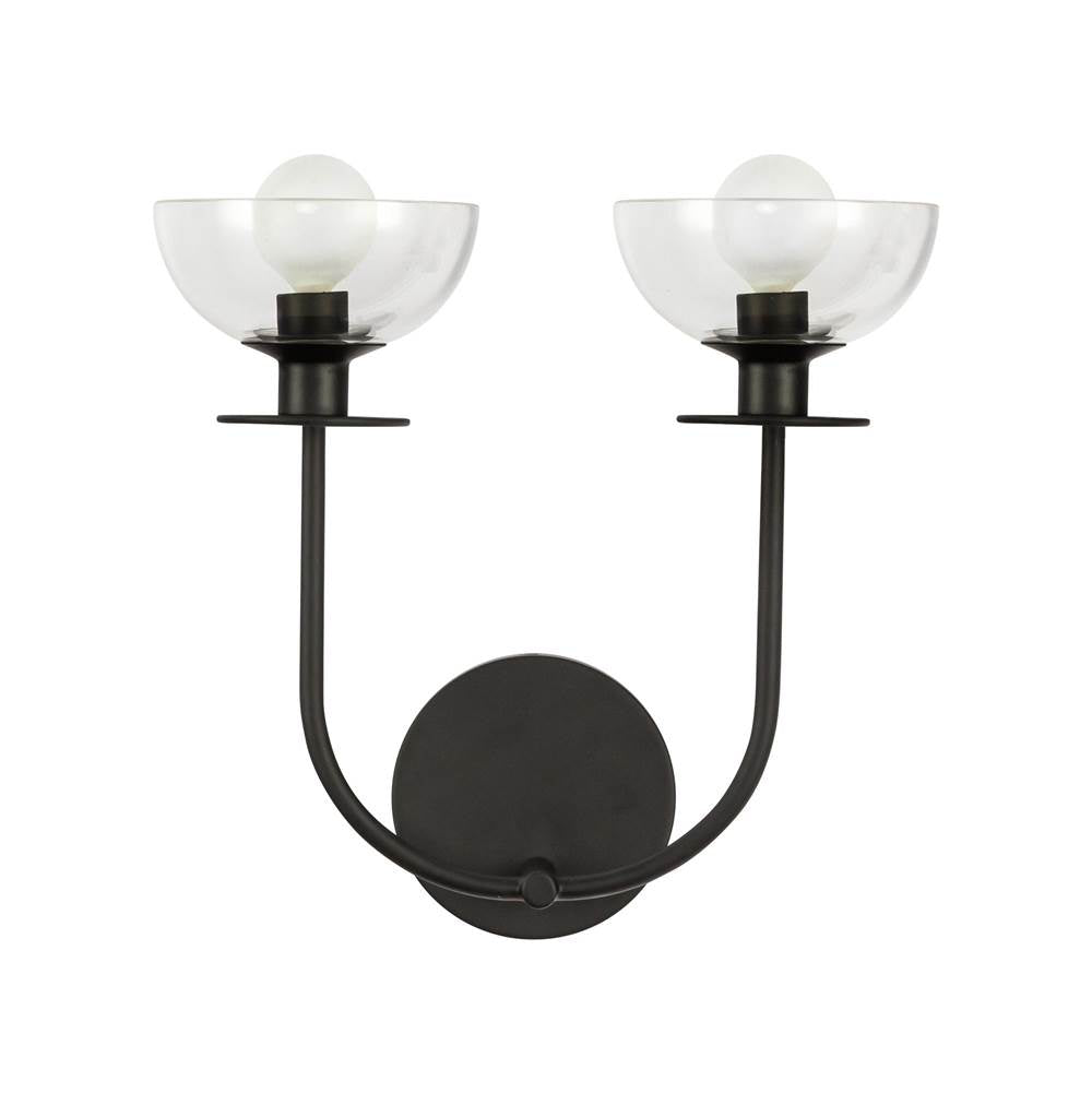 Alora Lighting Sylvia 12-in Brushed Gold/clear Glass 2 Lights Wall Vanity