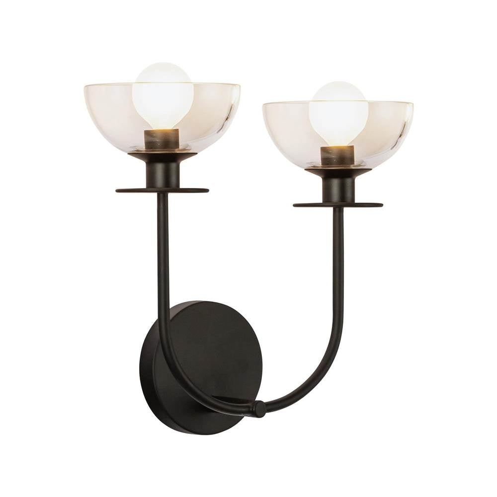 Alora Lighting WV515212MBCL Matte Black,Clear Glass Sylvia 12-in Matte Black/clear Glass 2 Lights Wall Vanity Image 4