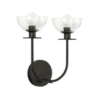 Alora Lighting WV515212MBCL Matte Black,Clear Glass Sylvia 12-in Matte Black/clear Glass 2 Lights Wall Vanity Image 3