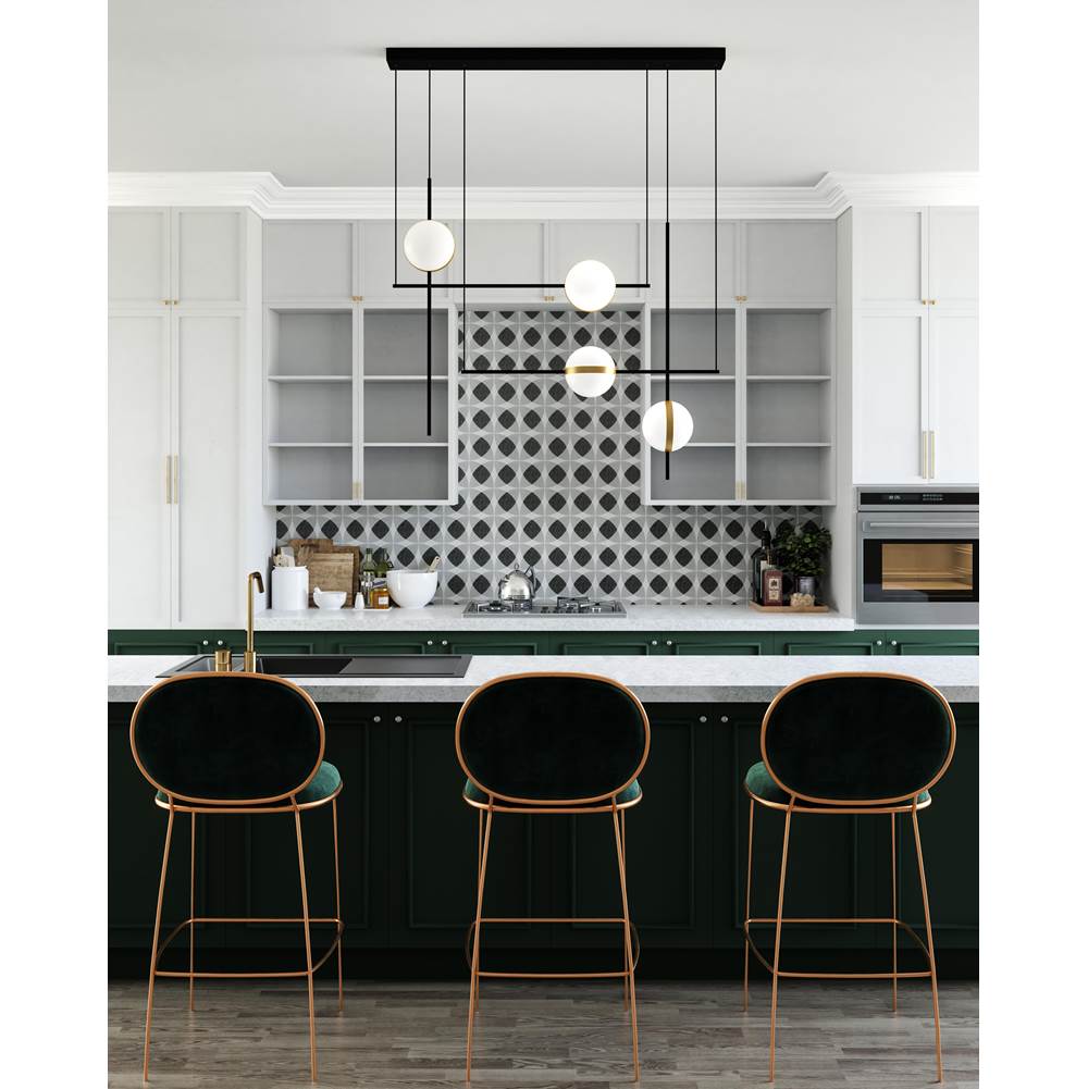 Alora Lighting Tagliato 40-in Matte Black/brushed Gold Led Linear Pendant