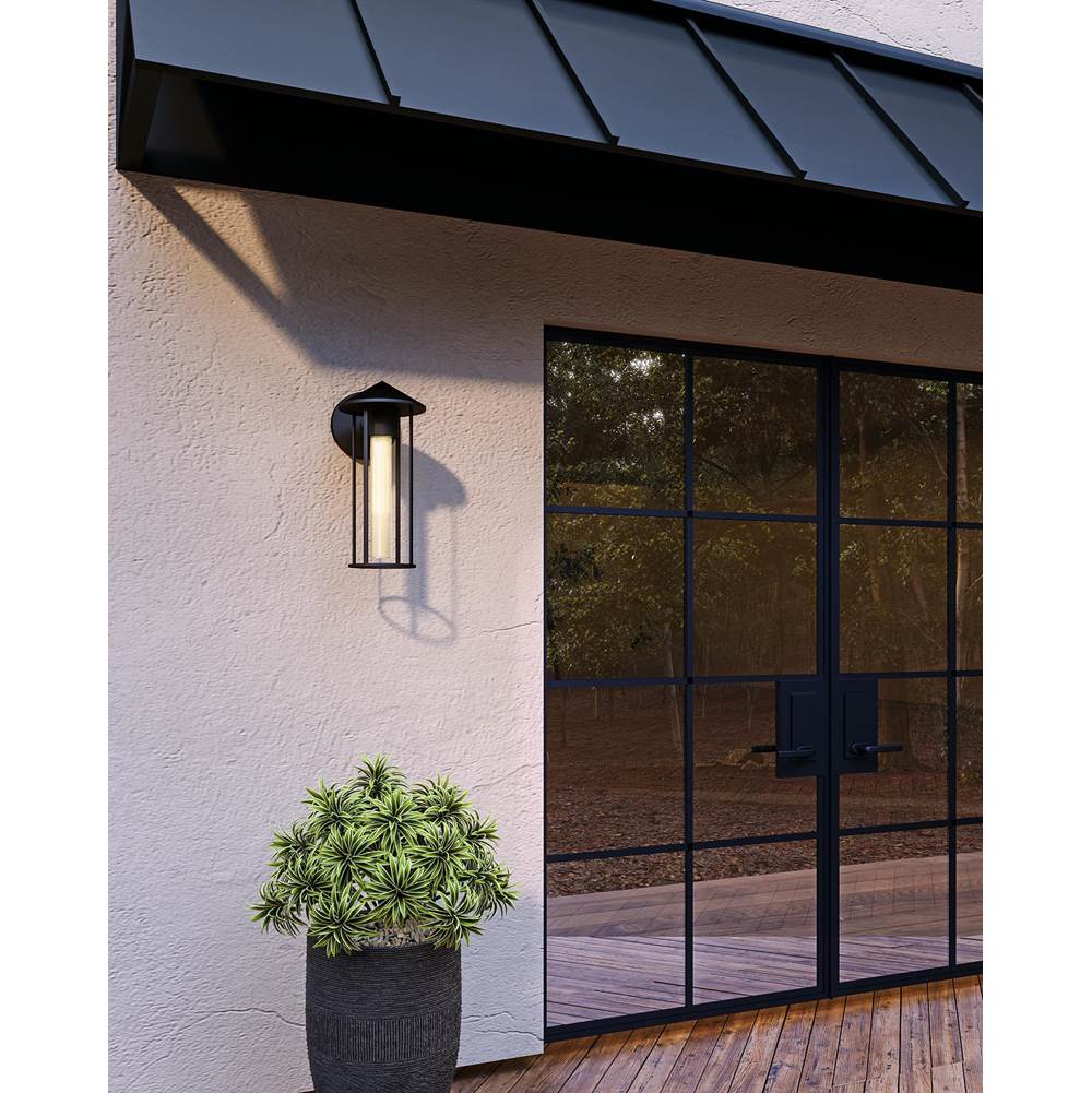 Alora Lighting EW526312BKGO Black,Glossy Opal Glass Tenko 12-in Black/glossy Opal Glass 1 Light Exterior Wall Image 2
