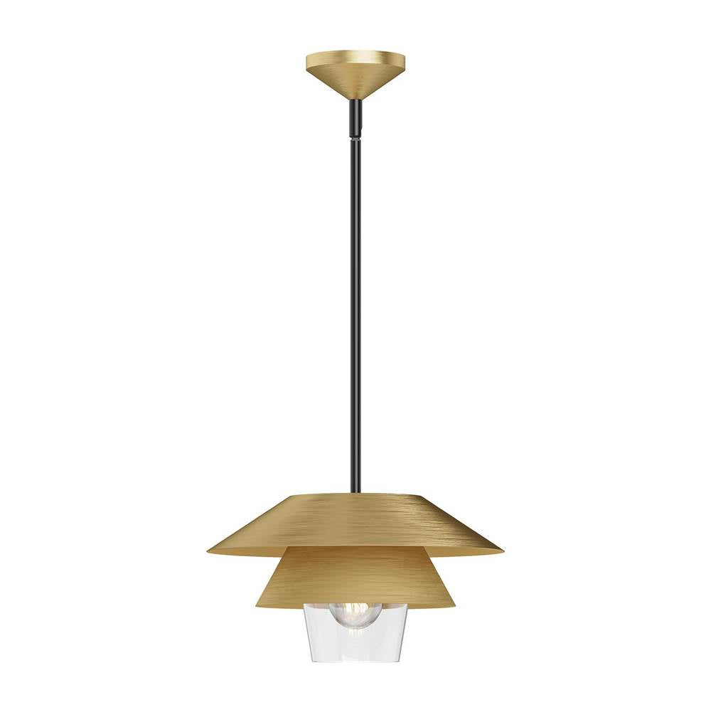 Alora Lighting Tetsu 13-in Brushed Gold/clear Glass 1 Light Pendant