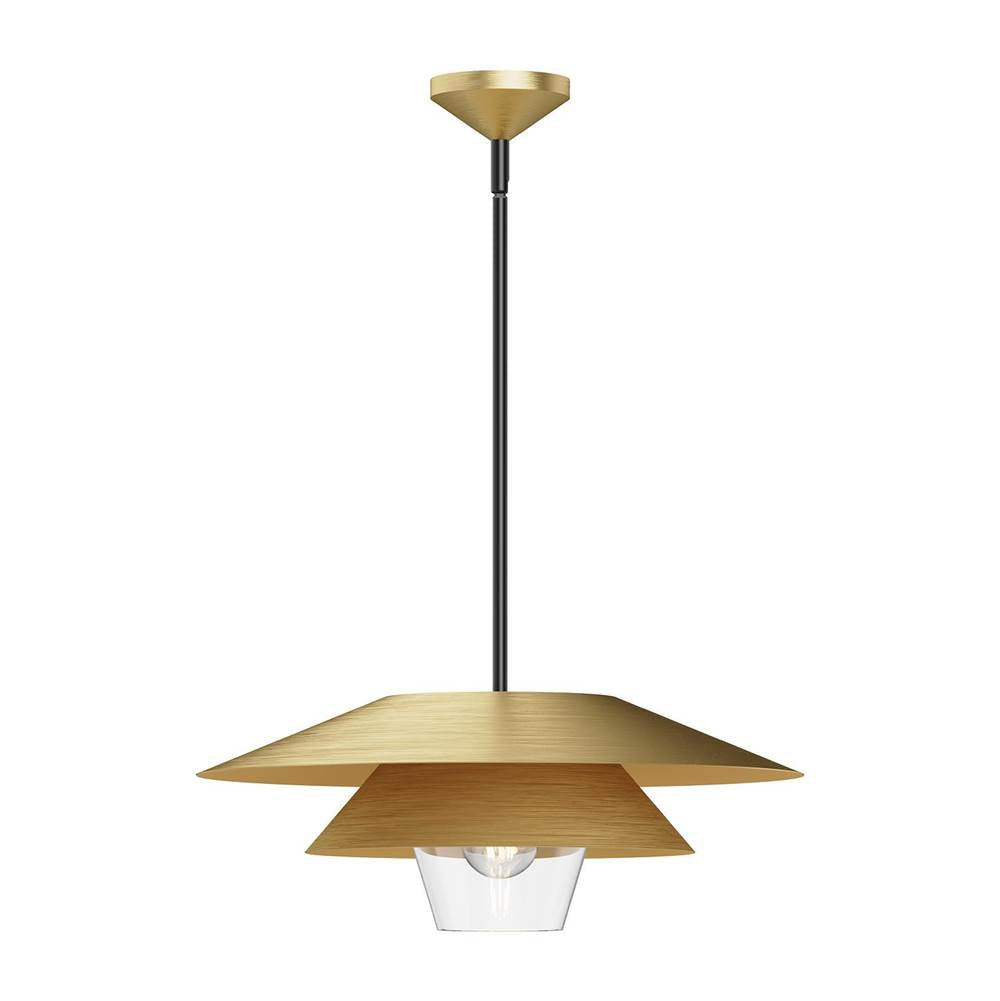 Alora Lighting Tetsu 20-in Brushed Gold/clear Glass 1 Light Pendant