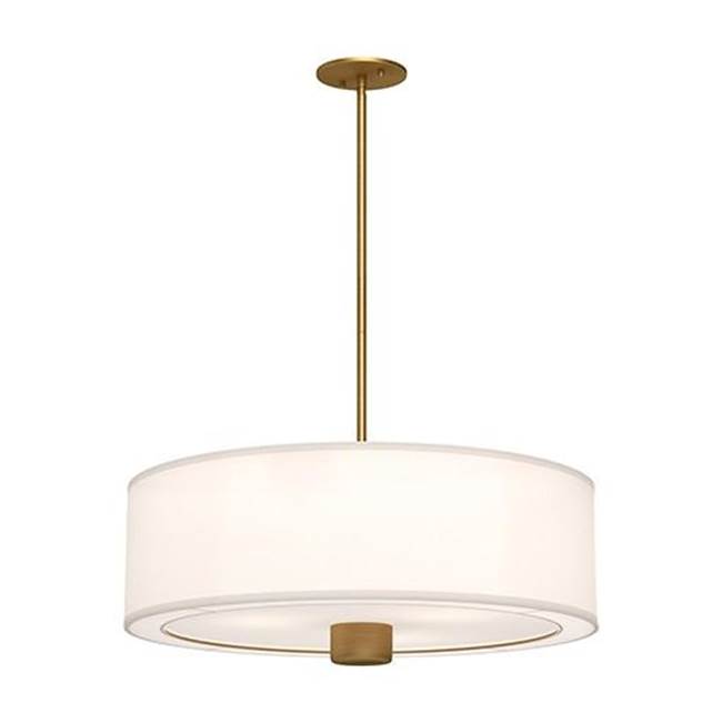 Alora Lighting Theo 24-in Aged Gold/white Linen 3 Lights Pendant