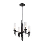 Alora Lighting Torres 18-in Clear Ribbed Glass/matte Black 4 Lights Chandeliers