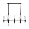 Alora Lighting Torres 38-in Clear Ribbed Glass/matte Black 8 Lights Linear Pendant