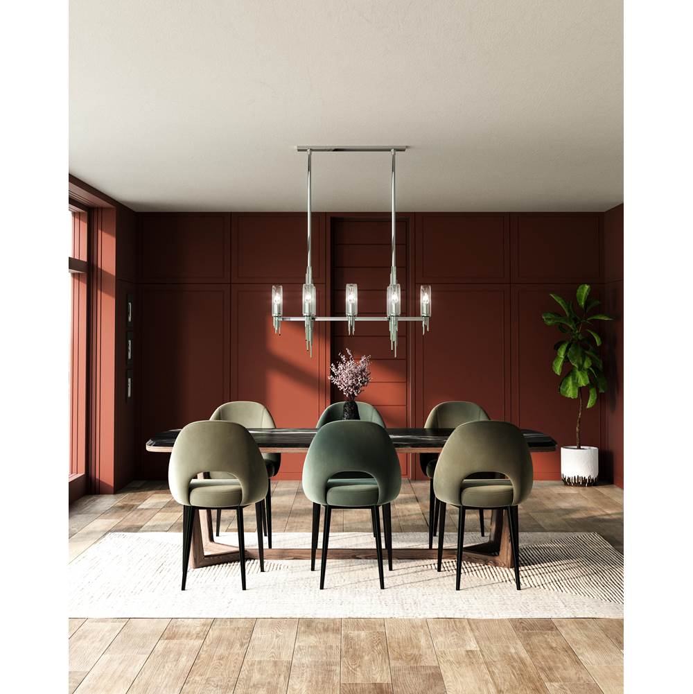 Alora Lighting Torres 38-in Clear Ribbed Glass/matte Black 8 Lights Linear Pendant