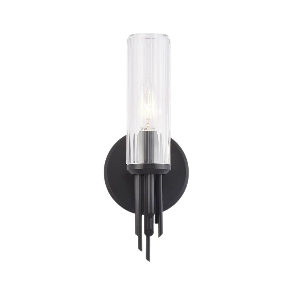 Alora Lighting Torres 3-in Clear Ribbed Glass/matte Black 1 Light Wall/vanity