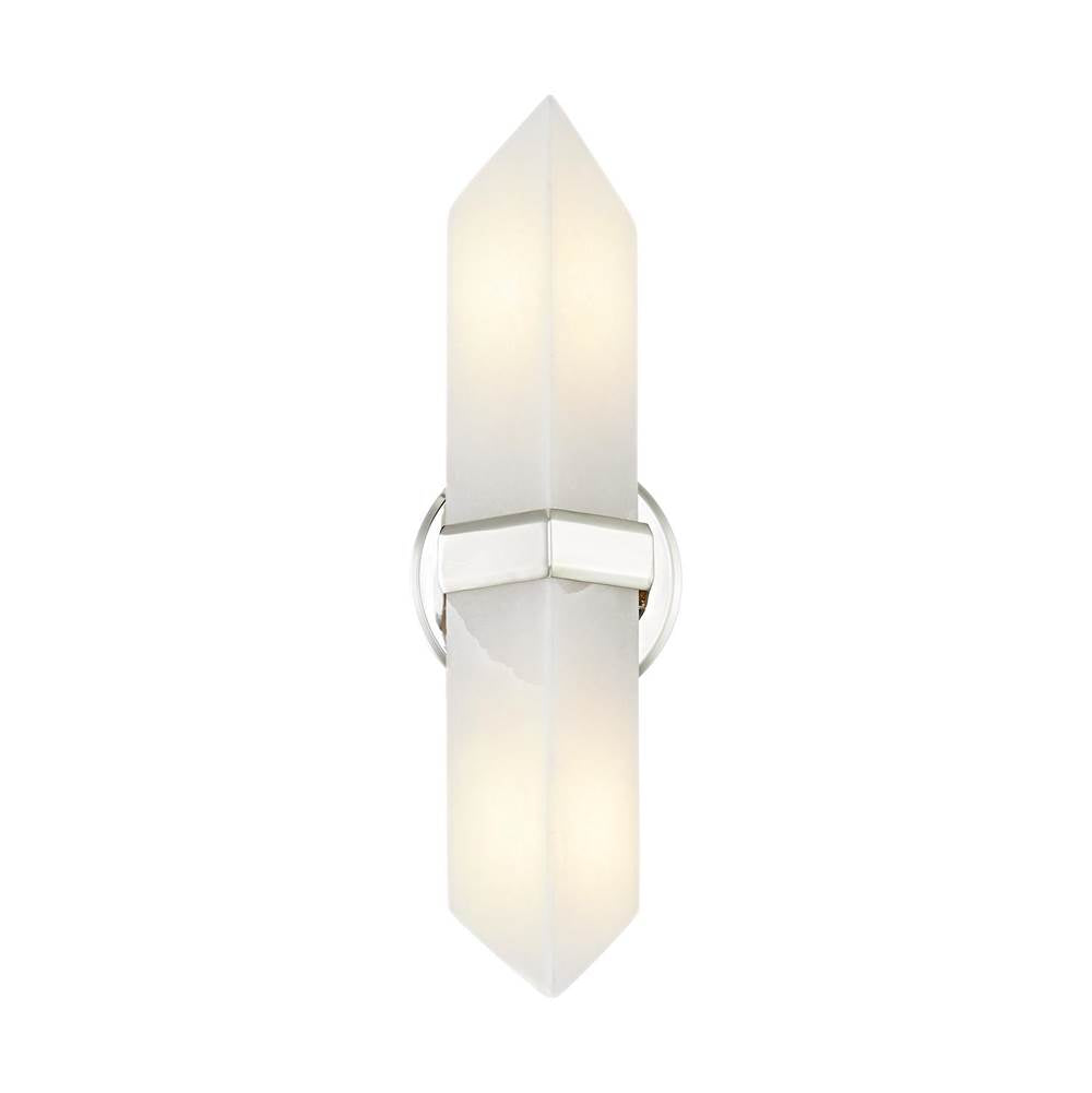 Alora Lighting Valencia 15-in Polished Nickel/alabaster 2 Lights Wall/vanity