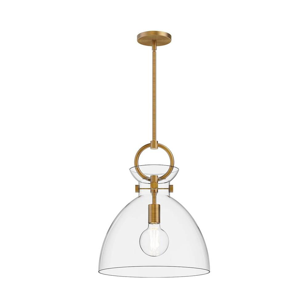 Alora Lighting Waldo 14-in Aged Gold/clear 1 Light Pendant