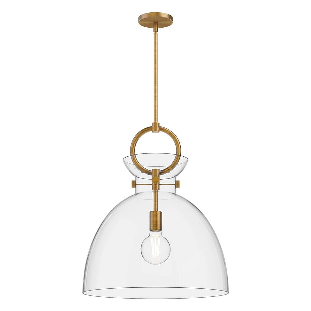Alora Lighting Waldo 18-in Aged Gold/clear 1 Light Pendant