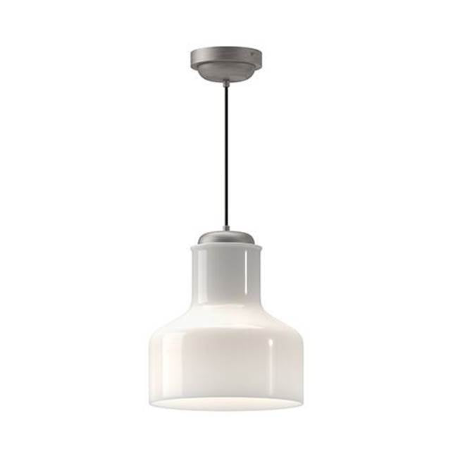 Alora Lighting Westlake 11-in Brushed Nickel/glossy Opal Glass 1 Light Pendant