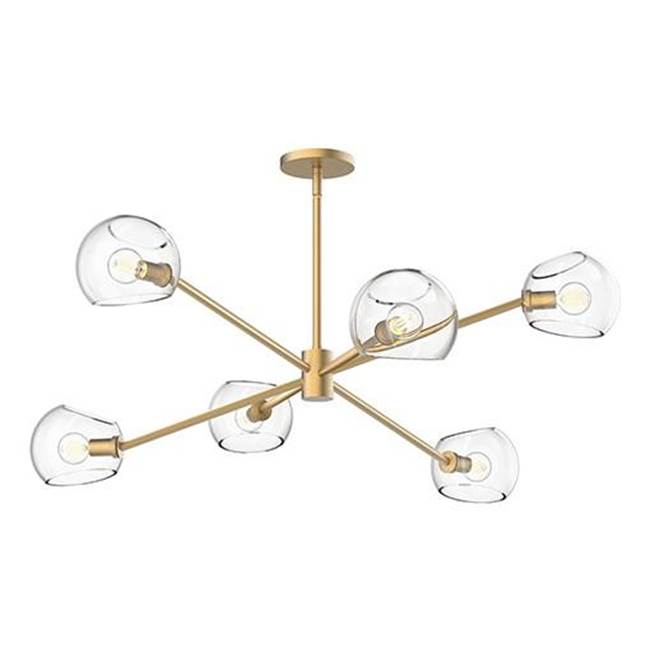 Alora Lighting Willow 37-in Brushed Gold/clear Glass 6 Lights Chandeliers