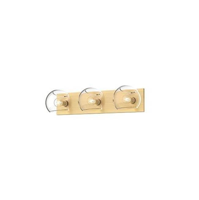 Alora Lighting Willow 22-in Brushed Gold/clear Glass 3 Lights Vanity