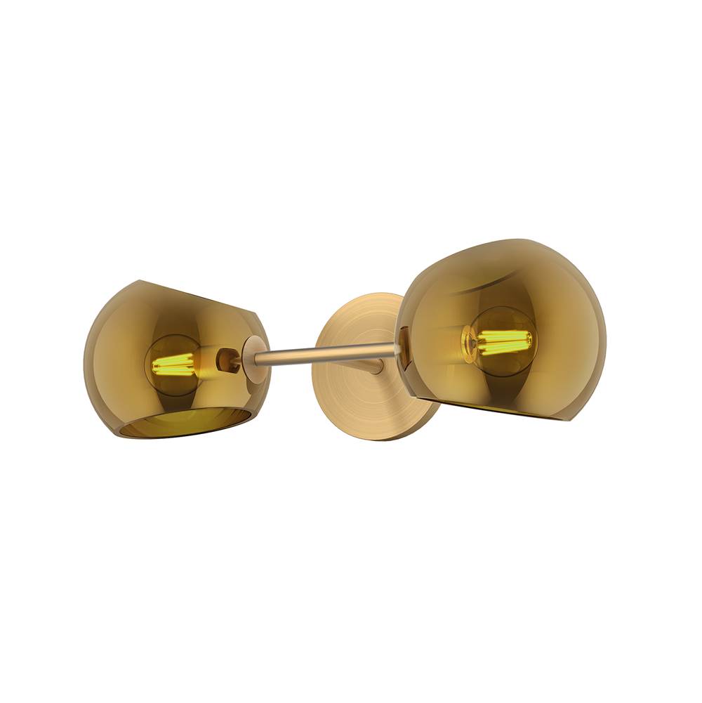 Alora Lighting Willow 17-in Brushed Gold/clear Glass 2 Lights Wall/vanity